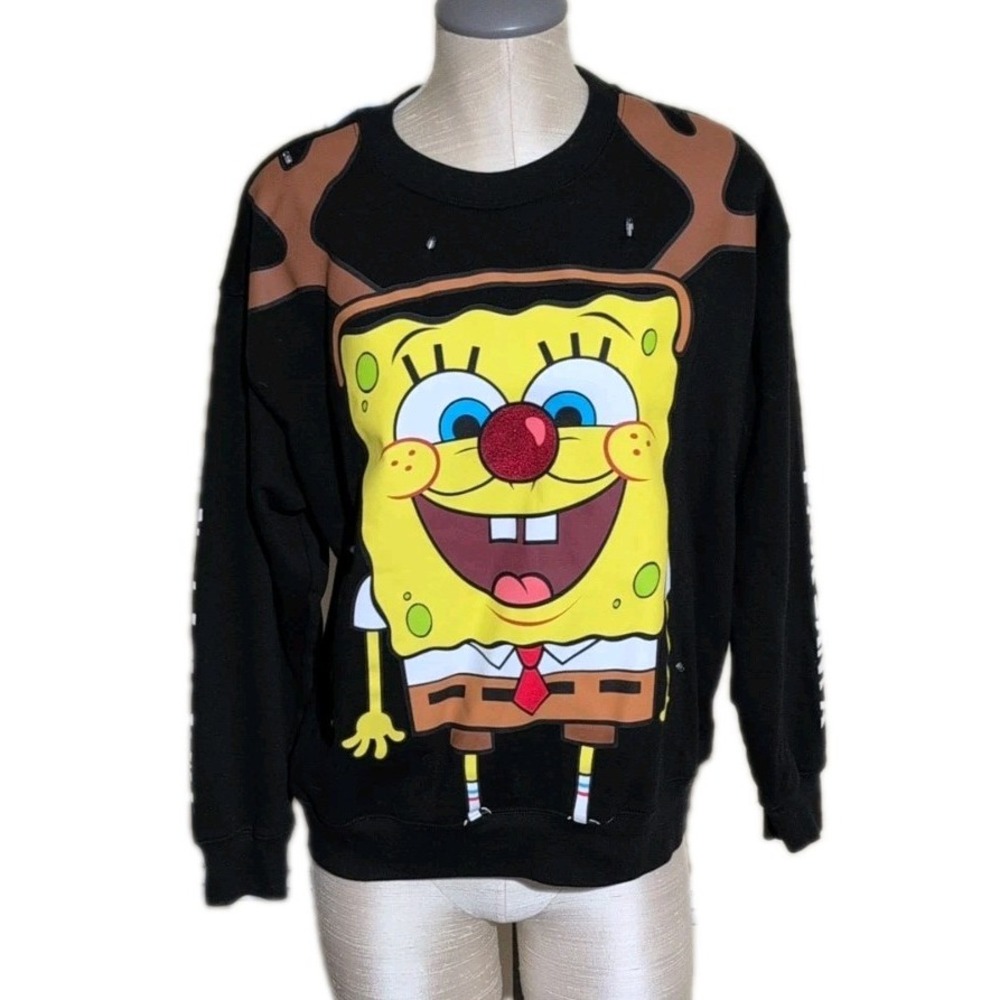 Nickelodeon Sponge Bob Xmas Reindeer Light Up Pullover Sweatshirt Christmas Lg